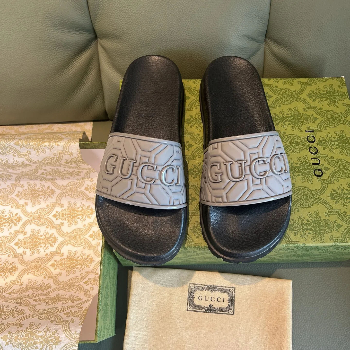 Men's Men's Shoes 130🐮🐮Gucci Gucci Slippers Gucci 2024 latest beach sandals slippers Original molding double G LOGO Original molding consistent Outsole: Men's Men's Shoes u double-layer outsole Size: 35-46